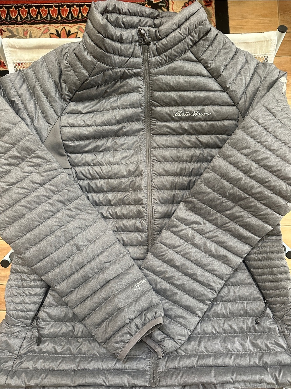 Eddie Bauer Heather Gray Quilted Packable Jacket